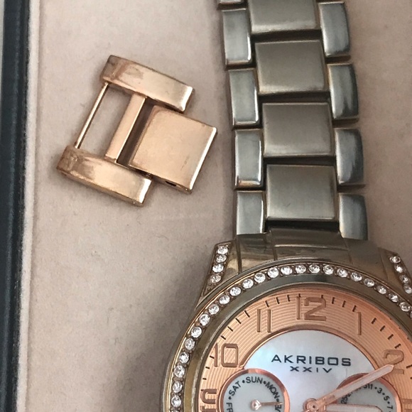 Akribos rose gold watch water resistant multi func main image 5